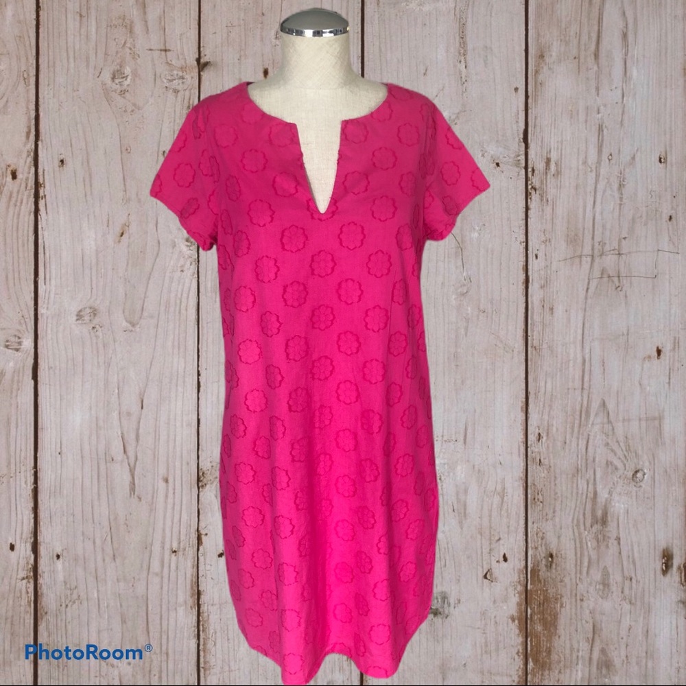 Vineyard Vines Pink Leaf Jacquard dress size 2 EUC